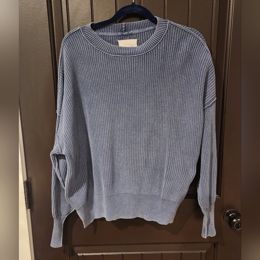 Aerie Beyond Blue Crew Neck Sweater, Size L